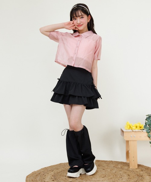 PINKHUNT(ピンクハント)の「PINKHUNT ピンクハント シャーリング キャミソール付きシアーシャツ 0696K(シャツ/ブラウス・キッズ・ベビーピンク/ホワイト・120cm/130cm/140cm/150cm/160cm)」の6枚目の写真
