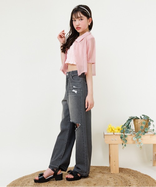 PINKHUNT(ピンクハント)の「PINKHUNT ピンクハント シャーリング キャミソール付きシアーシャツ 0696K(シャツ/ブラウス・キッズ・ベビーピンク/ホワイト・120cm/130cm/140cm/150cm/160cm)」の10枚目の写真