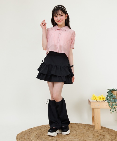 PINKHUNT(ピンクハント)の「PINKHUNT ピンクハント シャーリング キャミソール付きシアーシャツ 0696K(シャツ/ブラウス・キッズ・ベビーピンク/ホワイト・120cm/130cm/140cm/150cm/160cm)」の7枚目の写真