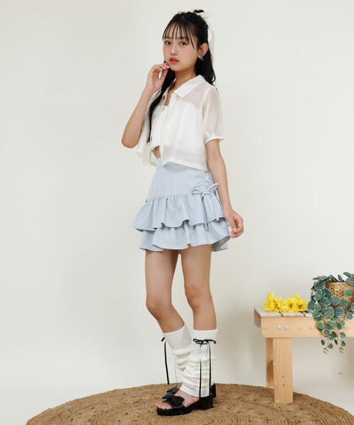 PINKHUNT(ピンクハント)の「PINKHUNT ピンクハント シャーリング キャミソール付きシアーシャツ 0696K(シャツ/ブラウス・キッズ・ベビーピンク/ホワイト・120cm/130cm/140cm/150cm/160cm)」の14枚目の写真