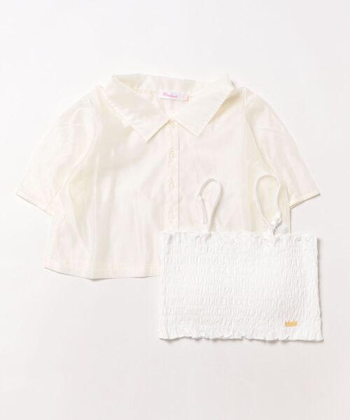 PINKHUNT(ピンクハント)の「PINKHUNT ピンクハント シャーリング キャミソール付きシアーシャツ 0696K(シャツ/ブラウス・キッズ・ベビーピンク/ホワイト・120cm/130cm/140cm/150cm/160cm)」の13枚目の写真