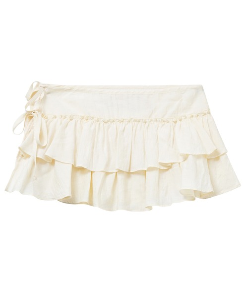 X-girl（エックスガール）の「SHEER TIERED BELT（スカート・レディース・オフホワイト/ブラック・ONE SIZE）」の3枚目の写真