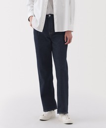 無印良品 | 婦人　木の実から作ったカポック混　デニムストレートパンツ　股下７３．５(デニムパンツ)