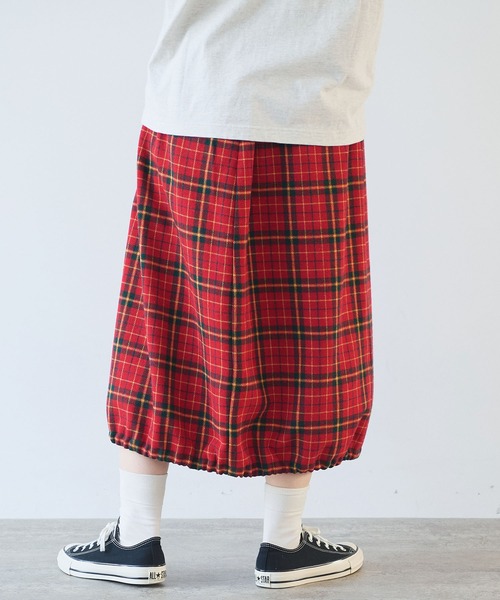 bulle de savon（ビュルデサボン）の「Recycle CHECK バルーンスカート（スカート・レディース・レッド・FREE）」の5枚目の写真