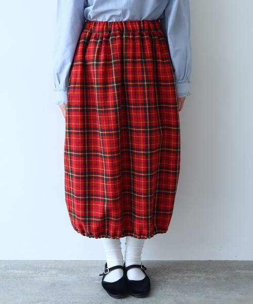 bulle de savon（ビュルデサボン）の「Recycle CHECK バルーンスカート（スカート・レディース・レッド・FREE）」の15枚目の写真