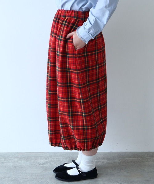 bulle de savon（ビュルデサボン）の「Recycle CHECK バルーンスカート（スカート・レディース・レッド・FREE）」の16枚目の写真