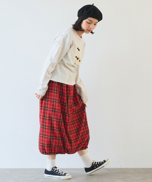 bulle de savon（ビュルデサボン）の「Recycle CHECK バルーンスカート（スカート・レディース・レッド・FREE）」の10枚目の写真