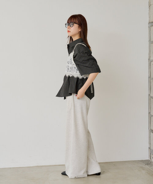 WHIMSIC（ウィムジック）の「*【WHIMSIC】ショートレングスチェックシャツ（シャツ/ブラウス・レディース・ブラック/ライトベージュ/ブルー・FREE）」の8枚目の写真