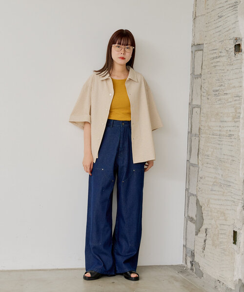 WHIMSIC（ウィムジック）の「*【WHIMSIC】ショートレングスチェックシャツ（シャツ/ブラウス・レディース・ブラック/ライトベージュ/ブルー・FREE）」の18枚目の写真