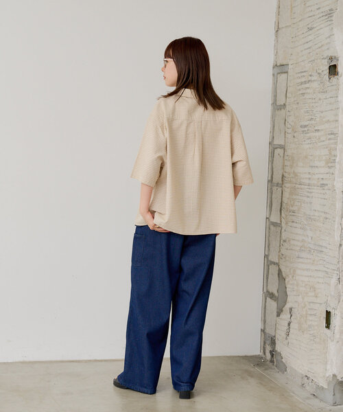 WHIMSIC（ウィムジック）の「*【WHIMSIC】ショートレングスチェックシャツ（シャツ/ブラウス・レディース・ブラック/ライトベージュ/ブルー・FREE）」の19枚目の写真