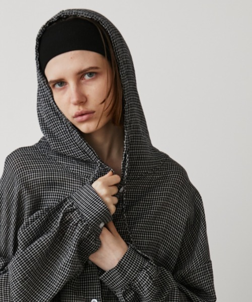 Auntie Rosa Holiday（アンティローザホリデー）の「オーバーサイズチェックフーディシャツ（シャツ/ブラウス・レディース・ブルー/ブラック/アイボリー・FREE）」の15枚目の写真