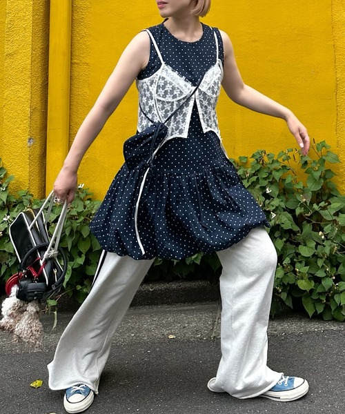 Alley Tokyo（アリートーキョー）の「ミニポシェット付きドットワンピ（ワンピース・レディース・レッド/オフホワイト/ネイビー・F）」の9枚目の写真