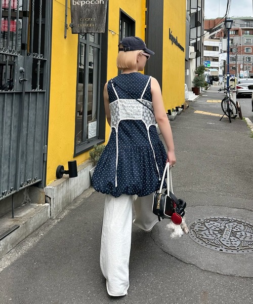 お値下げ！タグ付き チェリーピンクビジューワンピース ワンピース ビスチェワンピース パーティードレス スモーク