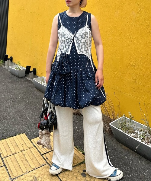 Alley Tokyo（アリートーキョー）の「ミニポシェット付きドットワンピ（ワンピース・レディース・レッド/オフホワイト/ネイビー・F）」の7枚目の写真