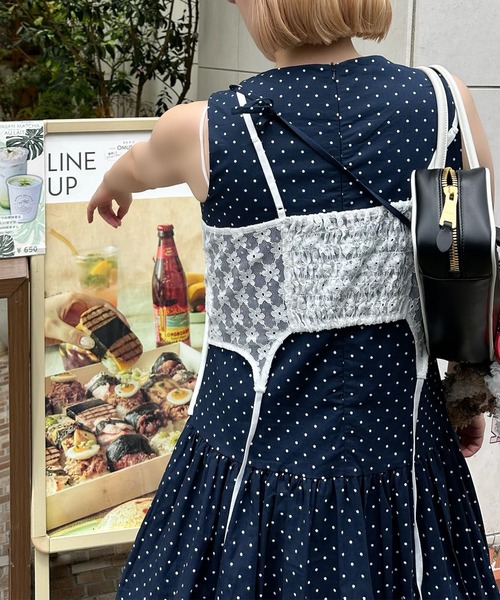 Alley Tokyo（アリートーキョー）の「ミニポシェット付きドットワンピ（ワンピース・レディース・レッド/オフホワイト/ネイビー・F）」の4枚目の写真