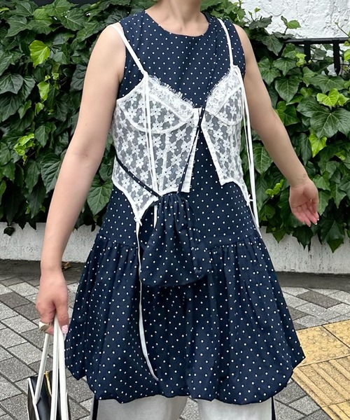 Alley Tokyo（アリートーキョー）の「ミニポシェット付きドットワンピ（ワンピース・レディース・レッド/オフホワイト/ネイビー・F）」の10枚目の写真