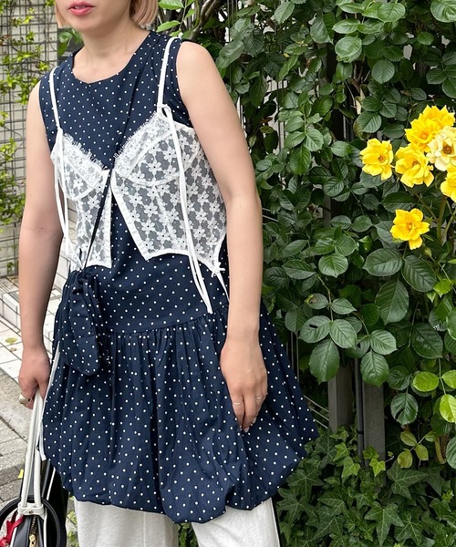 Alley Tokyo（アリートーキョー）の「ミニポシェット付きドットワンピ（ワンピース・レディース・レッド/オフホワイト/ネイビー・F）」の6枚目の写真