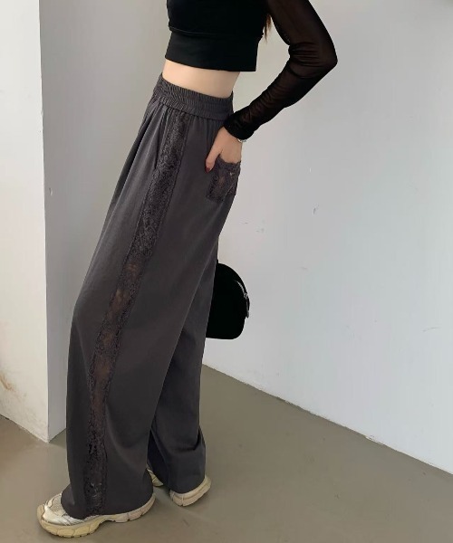 LADY LIKE(レディライク)の「サイドレースワイドイージーパンツ(その他パンツ・レディース・アイボリー/ブラック/チャコールグレー・M)」の19枚目の写真