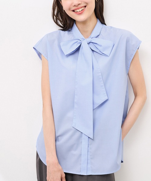 防シワ】リボンフレンチスリーブシャツ（シャツ/ブラウス）｜ROPE