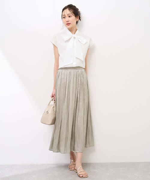 ROPE' PICNIC(ロペピクニック)の「【防シワ】リボンフレンチスリーブシャツ(シャツ/ブラウス・レディース・ブルー/オフホワイト/サックスブルー/イエロー・38)」の7枚目の写真