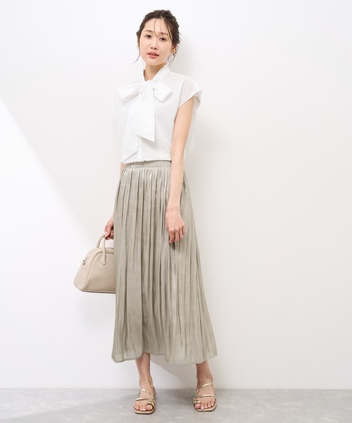 ROPE' PICNIC(ロペピクニック)の「【防シワ】リボンフレンチスリーブシャツ(シャツ/ブラウス・レディース・ブルー/オフホワイト/サックスブルー/イエロー・38)」の8枚目の写真