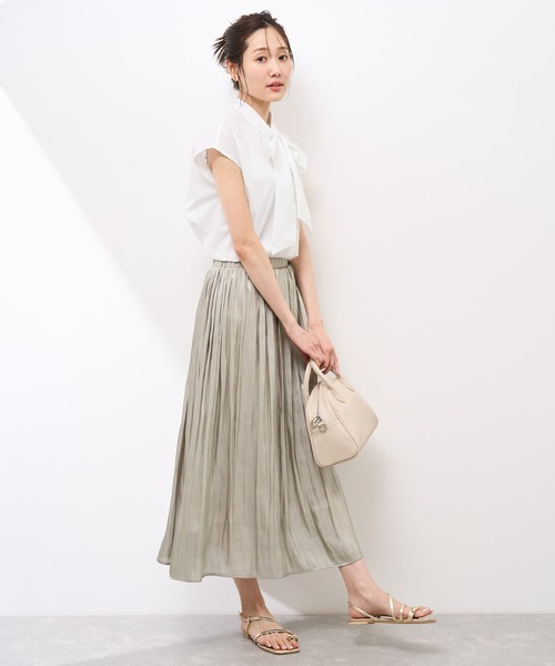 ROPE' PICNIC(ロペピクニック)の「【防シワ】リボンフレンチスリーブシャツ(シャツ/ブラウス・レディース・ブルー/オフホワイト/サックスブルー/イエロー・38)」の9枚目の写真