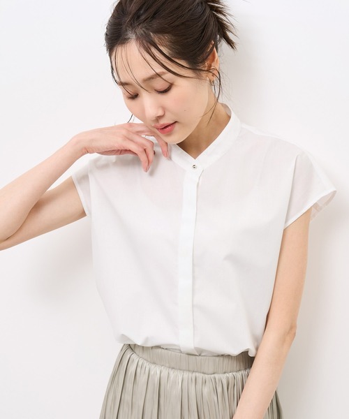 ROPE' PICNIC(ロペピクニック)の「【防シワ】リボンフレンチスリーブシャツ(シャツ/ブラウス・レディース・ブルー/オフホワイト/サックスブルー/イエロー・38)」の13枚目の写真