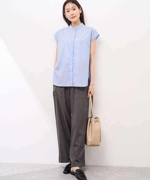 ROPE' PICNIC(ロペピクニック)の「【防シワ】リボンフレンチスリーブシャツ(シャツ/ブラウス・レディース・ブルー/オフホワイト/サックスブルー/イエロー・38)」の15枚目の写真