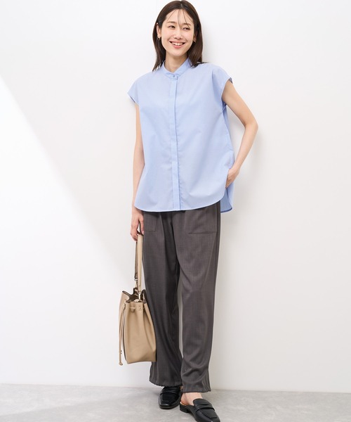 ROPE' PICNIC(ロペピクニック)の「【防シワ】リボンフレンチスリーブシャツ(シャツ/ブラウス・レディース・ブルー/オフホワイト/サックスブルー/イエロー・38)」の16枚目の写真
