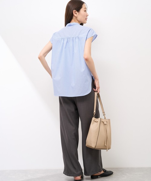 ROPE' PICNIC(ロペピクニック)の「【防シワ】リボンフレンチスリーブシャツ(シャツ/ブラウス・レディース・ブルー/オフホワイト/サックスブルー/イエロー・38)」の17枚目の写真