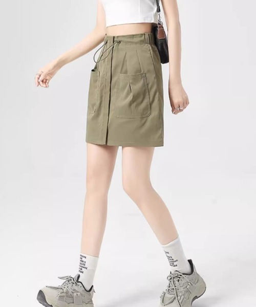 gossip!ロサンゼルス(ゴシップロサンゼルス)の「ダブルポケット ユーティリティーミニスカート(スカート・レディース・ブラック/ダークグレー/オフホワイト/カーキ・M/S)」の11枚目の写真
