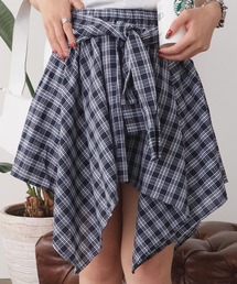 チェック アシンメトリー」に該当するレディースのスカート（ブルー