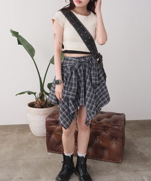 ジュンヤワタナベ　ギャルソン　チェック　アシンメトリー　スカート ジュンヤワタナベ ギャルソン チェック アシンメトリー スカート 美品