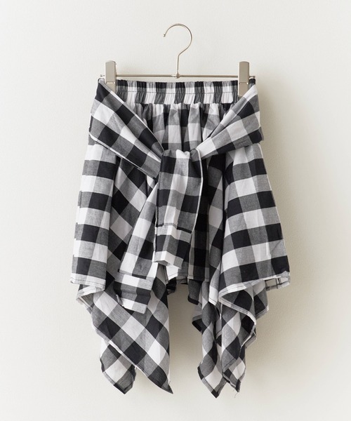 ROOPTOKYO（ループトウキョウ）の「アシンメトリーデザイン チェックスカート（スカート・レディース・チャコール/ベージュ/イエロー/ブルー/ブラック/ホワイト×ブラック/ブラック系その他・FREE）」の8枚目の写真