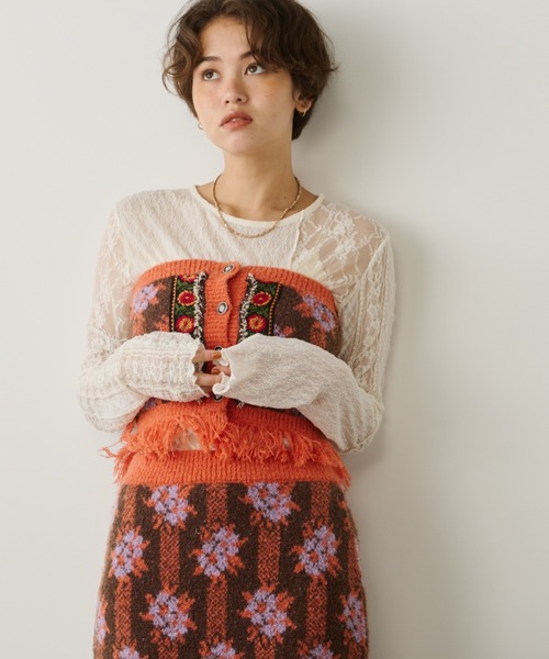 todayful ジャガードフリンジニットビスチェ todayful ジャガード