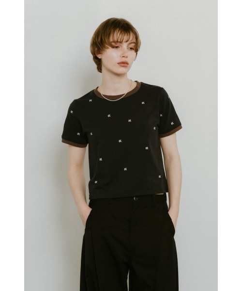 Knuth Marf（クヌースマーフ）の「K motif mini T shirt（Tシャツ/カットソー・レディース・ホワイト/ネイビー・FREE）」の2枚目の写真