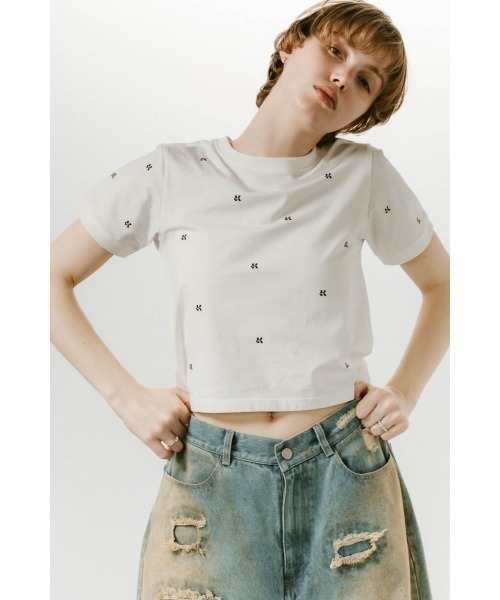 Knuth Marf（クヌースマーフ）の「K motif mini T shirt（Tシャツ/カットソー・レディース・ホワイト/ネイビー・FREE）」の6枚目の写真