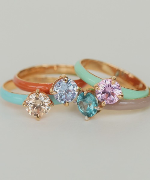 NOIR DE POUPEE（ノワールドプーペ）の「【WEB限定】silver925 ラウンドCZ エナメルリング（リング・レディース・ブルー/オレンジ/ブラウン/グリーン・#11/#13/#15）」の4枚目の写真