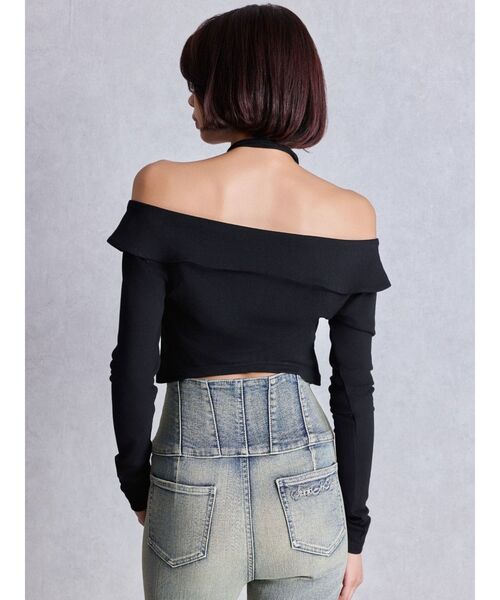 GYDA（ジェイダ）の「フロントZIPクロスチョーカーショートトップス（Tシャツ/カットソー・レディース・オフホワイト/ブラック/カーキ・FREE）」の11枚目の写真