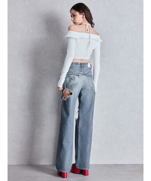 GYDA（ジェイダ）の「フロントZIPクロスチョーカーショートトップス（Tシャツ/カットソー・レディース・オフホワイト/ブラック/カーキ・FREE）」の16枚目の写真