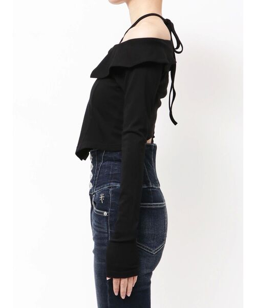 GYDA（ジェイダ）の「フロントZIPクロスチョーカーショートトップス（Tシャツ/カットソー・レディース・オフホワイト/ブラック/カーキ・FREE）」の18枚目の写真