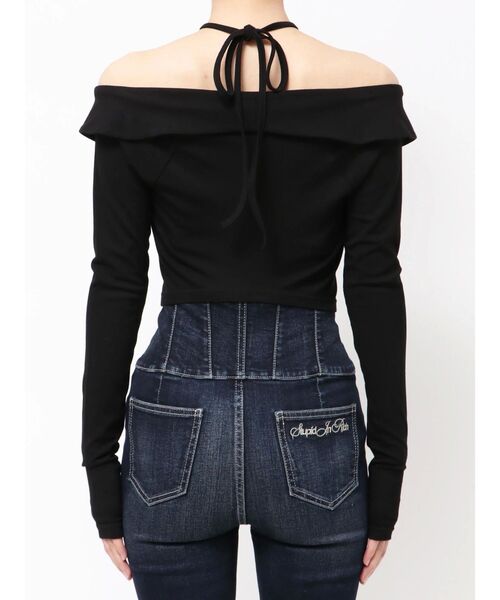 GYDA（ジェイダ）の「フロントZIPクロスチョーカーショートトップス（Tシャツ/カットソー・レディース・オフホワイト/ブラック/カーキ・FREE）」の19枚目の写真