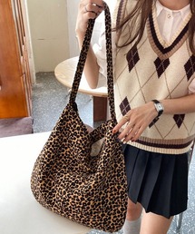 大容量 レオパード柄 ショルダーバッグ