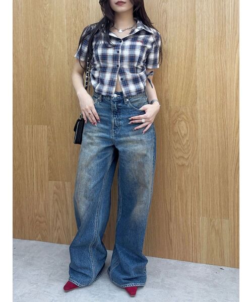 EVRIS（エヴリス）の「ワンポイントドロストショートシャツ（シャツ/ブラウス・レディース・その他1/イエロー/ホワイト・FREE）」の22枚目の写真