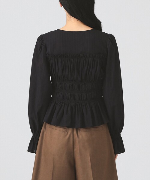 Ray BEAMS（レイビームス）の「シャーリング リボン クルーネック ブラウス（シャツ/ブラウス・レディース・ホワイト/ブラック・ONE SIZE）」の15枚目の写真