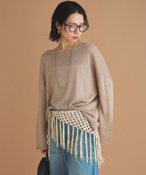 Doux archives（ドゥアルシーヴ）の「フリンジネットベルト（ベルト・レディース・ブラウン/ベージュ・FREE）」の2枚目の写真