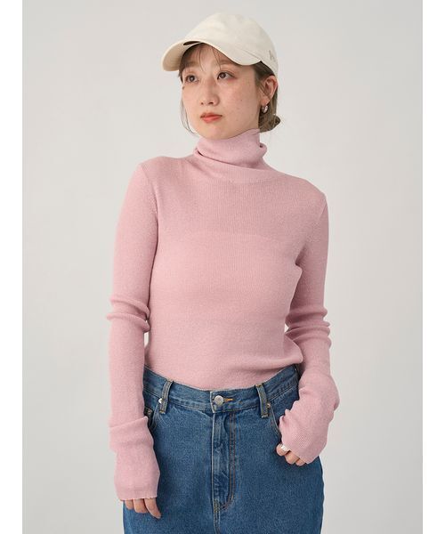 emmi（エミ）の「シアータートルネックトップス（ニット/セーター・レディース・ブラウン/ピンク/ダークネイビー/その他・F）」の4枚目の写真