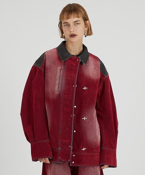 PRANK PROJECT(プランクプロジェクト)の「フロッキーデニムジャケット / Flocky Denim Jacket(デニムジャケット・レディース・レッド/キャメル/ネイビー・FREE)」の7枚目の写真