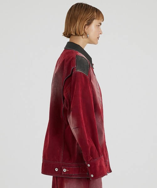 PRANK PROJECT(プランクプロジェクト)の「フロッキーデニムジャケット / Flocky Denim Jacket(デニムジャケット・レディース・レッド/キャメル/ネイビー・FREE)」の10枚目の写真