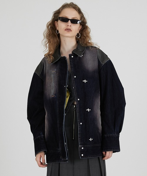 PRANK PROJECT(プランクプロジェクト)の「フロッキーデニムジャケット / Flocky Denim Jacket(デニムジャケット・レディース・レッド/キャメル/ネイビー・FREE)」の15枚目の写真